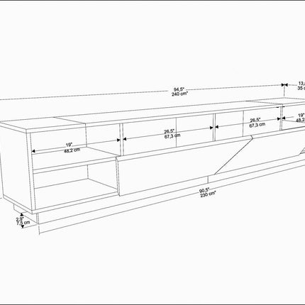 TV szekrény Rhodes - Oak, Anthracite-VASBÚTOR