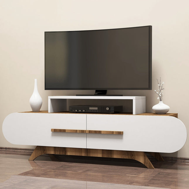 TV szekrény Rose - Diós, Fehér-VASBÚTOR