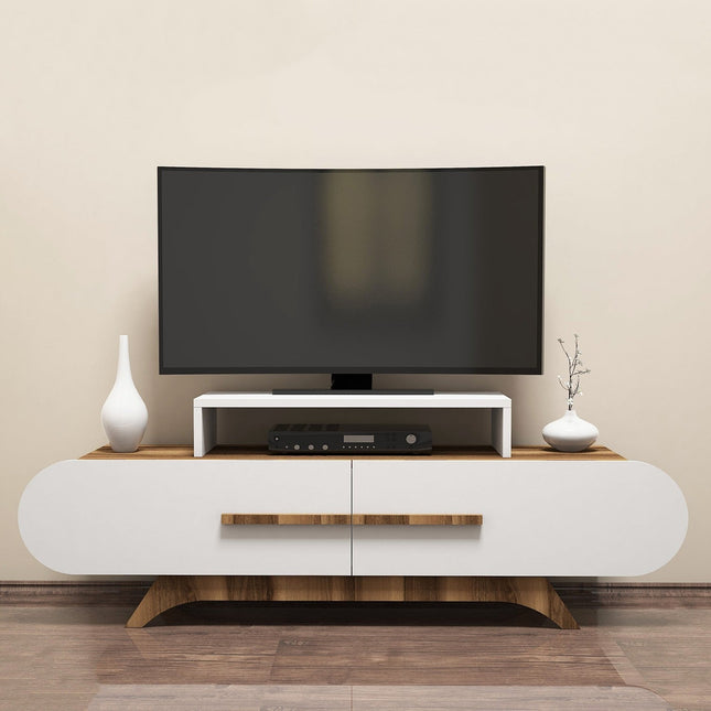 TV szekrény Rose - Diós, Fehér-VASBÚTOR