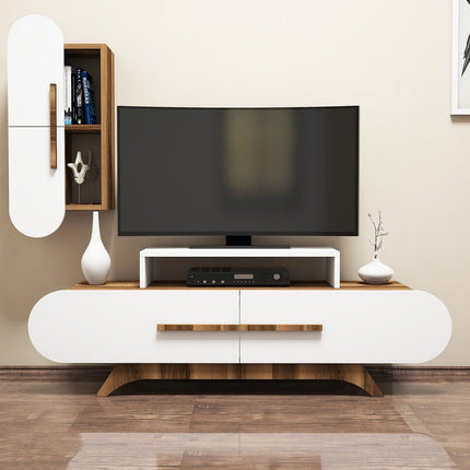 TV szekrény Rose S - Walnut, White-VASBÚTOR