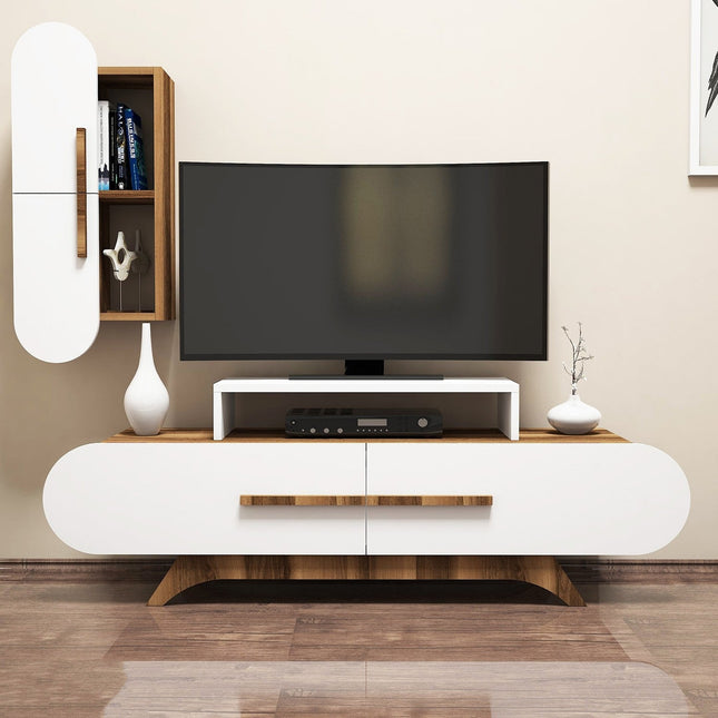 TV szekrény Rose S - Walnut, White-VASBÚTOR