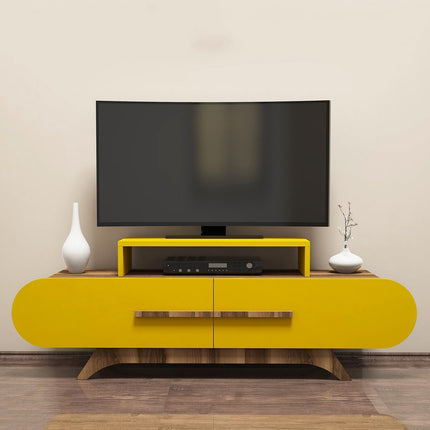 TV szekrény Rose - Walnut, Yellow-VASBÚTOR