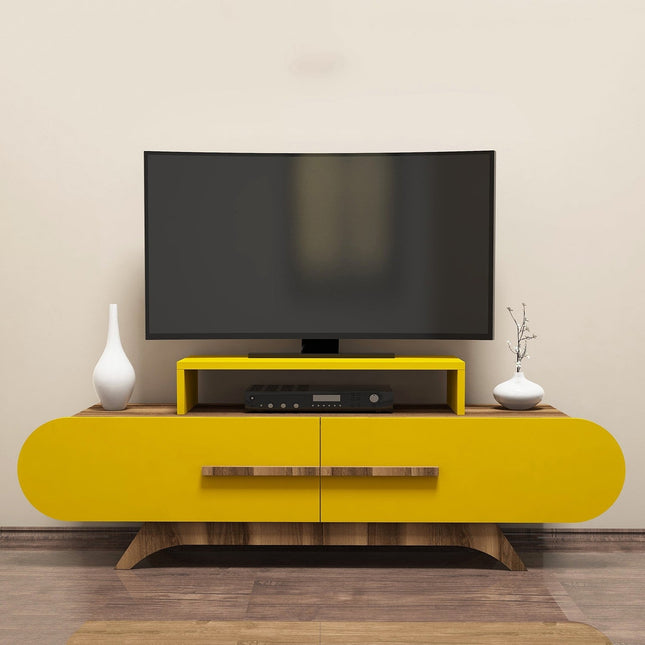 TV szekrény Rose - Walnut, Yellow-VASBÚTOR