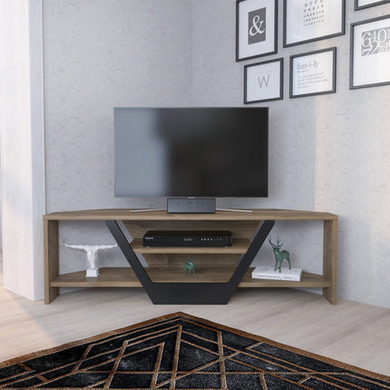 TV szekrény Sares - Walnut, Black-VASBÚTOR