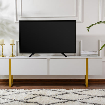 TV szekrény Serenity - Fehér, Arany-VASBÚTOR