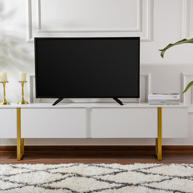 TV szekrény Serenity - Fehér, Arany-VASBÚTOR