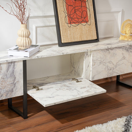 TV szekrény Serenity - Fressia Marble, Fekete-VASBÚTOR