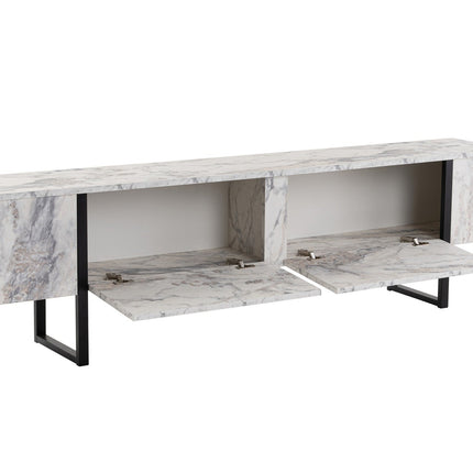 TV szekrény Serenity - Fressia Marble, Fekete-VASBÚTOR