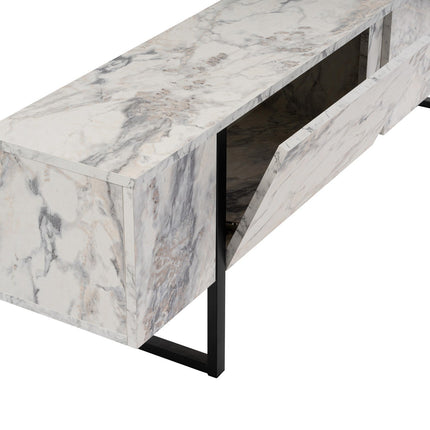 TV szekrény Serenity - Fressia Marble, Fekete-VASBÚTOR
