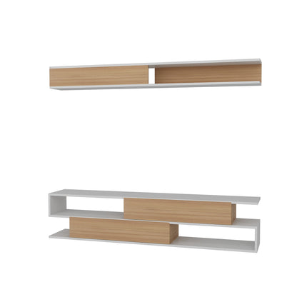 TV szekrény Sims - White, Teak-VASBÚTOR