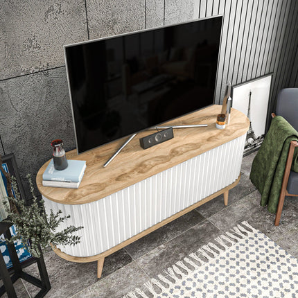 TV szekrény Stor - Oud Oak, White-VASBÚTOR
