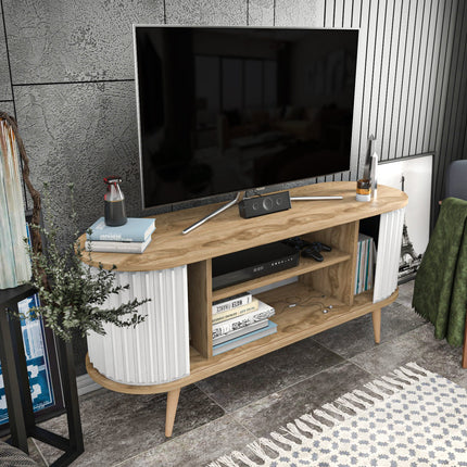 TV szekrény Stor - Oud Oak, White-VASBÚTOR
