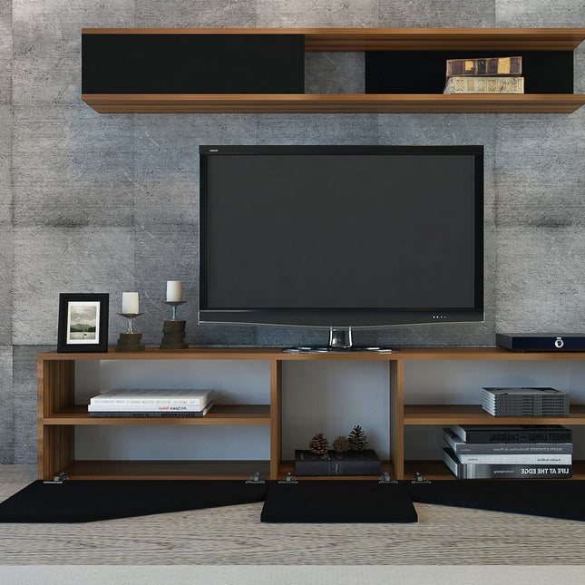 TV szekrény Taç - Walnut, Black-VASBÚTOR