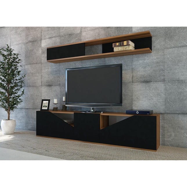 TV szekrény Taç - Walnut, Black-VASBÚTOR