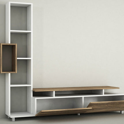 TV szekrény Tulip - White, Walnut-VASBÚTOR