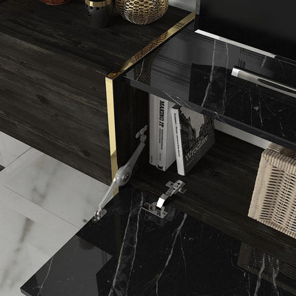 TV szekrény Veyron - Black, Gold-VASBÚTOR