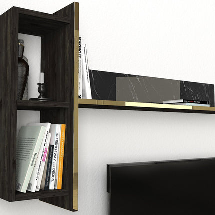 TV szekrény Veyron - Black, Gold-VASBÚTOR