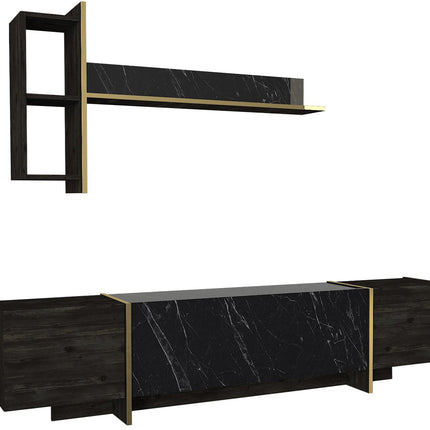 TV szekrény Veyron - Black, Gold-VASBÚTOR