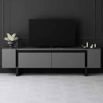 TV szekrény Yildiz - Anthracite, Black-VASBÚTOR