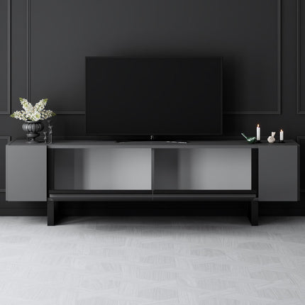TV szekrény Yildiz - Anthracite, Black-VASBÚTOR