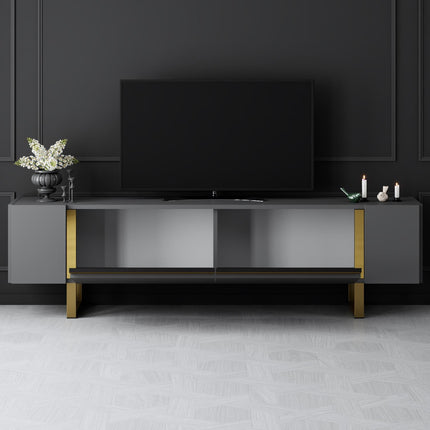 TV szekrény Yildiz - Anthracite, Gold-VASBÚTOR