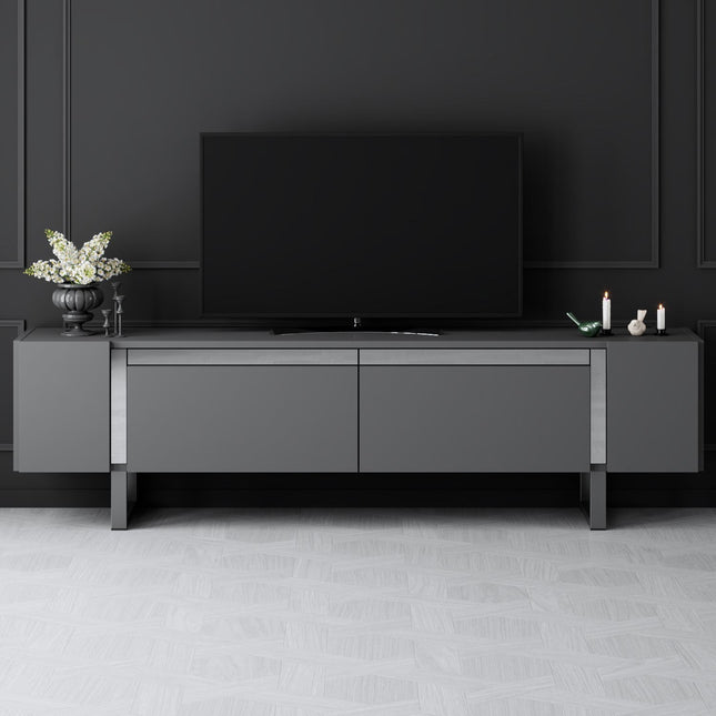 TV szekrény Yildiz - Anthracite, Silver-VASBÚTOR