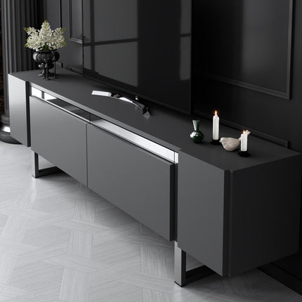 TV szekrény Yildiz - Anthracite, Silver-VASBÚTOR