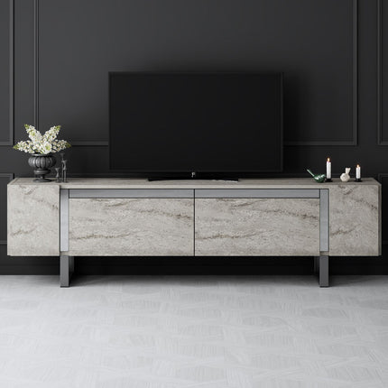 TV szekrény Yildiz - Travertine, Silver-VASBÚTOR