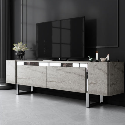TV szekrény Yildiz - Travertine, Silver-VASBÚTOR