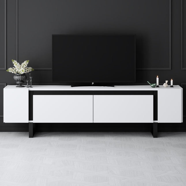 TV szekrény Yildiz - White, Black-VASBÚTOR