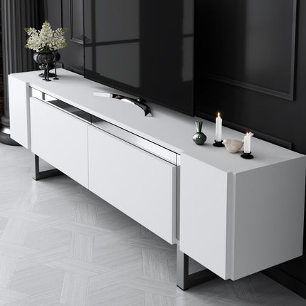 TV szekrény Yildiz - White, Silver-VASBÚTOR
