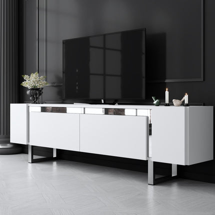 TV szekrény Yildiz - White, Silver-VASBÚTOR