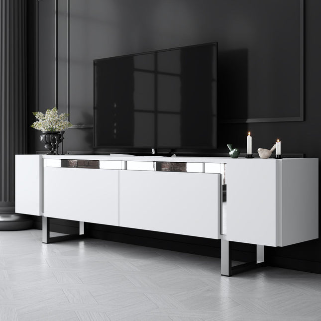 TV szekrény Yildiz - White, Silver-VASBÚTOR
