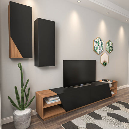 TV szekrény Zebra - Black, Teak-VASBÚTOR