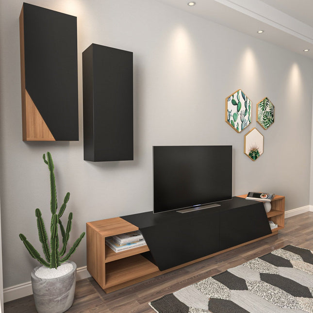 TV szekrény Zebra - Black, Teak-VASBÚTOR