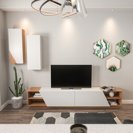 TV szekrény Zebra - White, Teak-VASBÚTOR