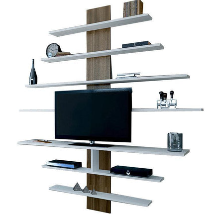 TV szekrény Zebra - White, Walnut-VASBÚTOR