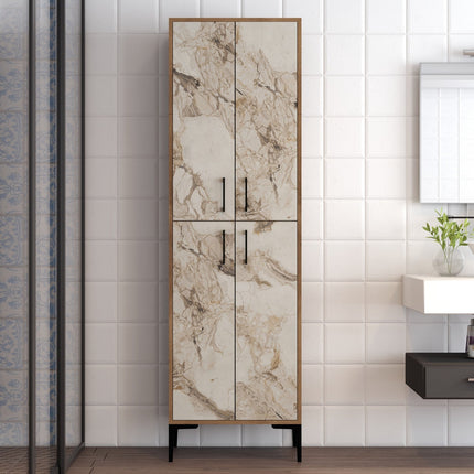 Tároló szekrény Berlin A - Diós, Fehér Marble-VASBÚTOR