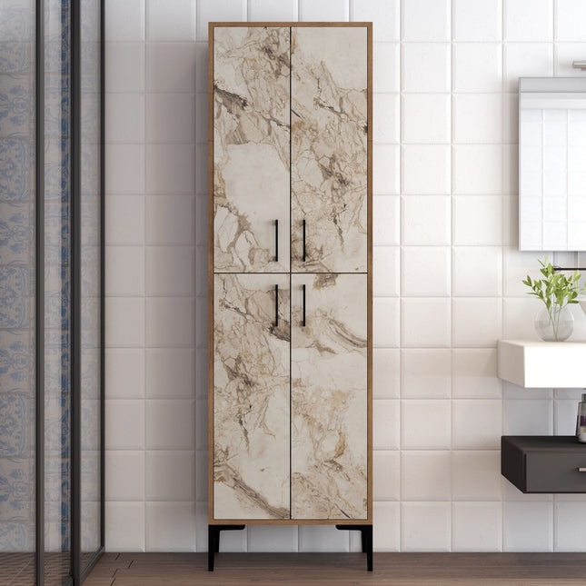 Tároló szekrény Berlin A - Diós, Fehér Marble-VASBÚTOR