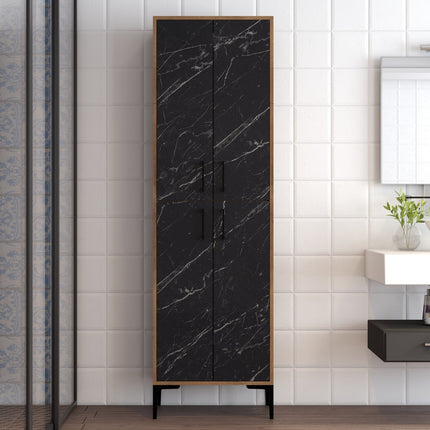 Tároló szekrény Berlin A - Walnut, Black Marble-VASBÚTOR