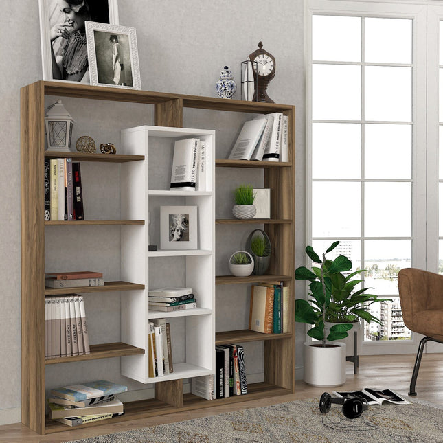 könyvespolc Ample - Walnut, White-VASBÚTOR
