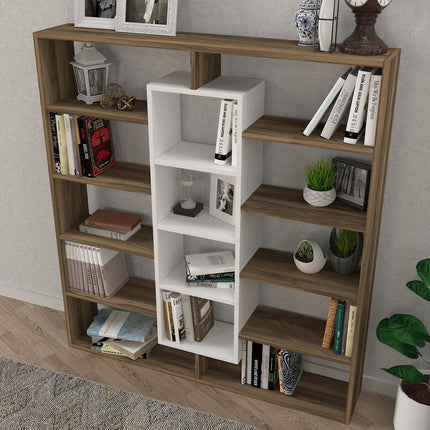 könyvespolc Ample - Walnut, White-VASBÚTOR