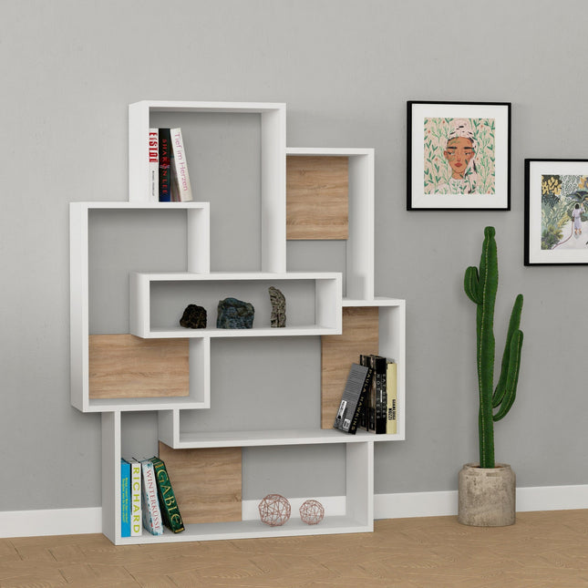 könyvespolc Barce - White, Oak-VASBÚTOR