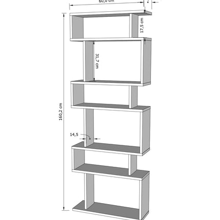 könyvespolc Bates - White, Oak-VASBÚTOR