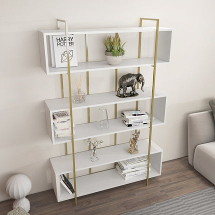 könyvespolc Bruti - White, Gold-VASBÚTOR