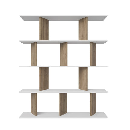 könyvespolc Grace - White, Walnut-VASBÚTOR