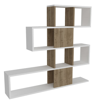 könyvespolc Karlin - White, Walnut-VASBÚTOR