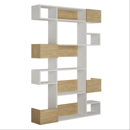könyvespolc Niho - White, Oak-VASBÚTOR