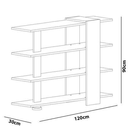 könyvespolc Nur - White, Walnut-VASBÚTOR