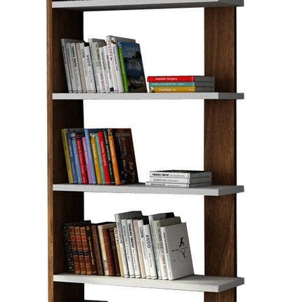könyvespolc Order - White, Walnut-VASBÚTOR
